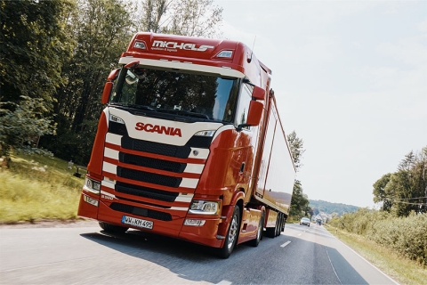 Lkw Landstraße Scania Michels rot